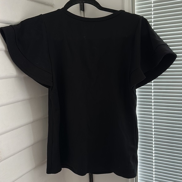 Halogen Black Flutter Sleeve V-neck Top - Picture 7 of 8